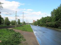Улица Матроса Железняка, вид в сторону Ланской улицы от пересечения с Новосибирской