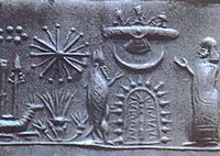 Изображение на древней Месопотамской цилиндрической печати