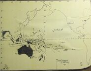 Карта предполагаемых территориальных приобретений России в Тихом океане, поданная Миклухо-Маклаем в письме Александру III. Декабрь 1883 года
