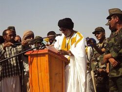 Мохамед Ламин Ульд Ахмед выступает с речью на похоронах Махфуда Али Бейбы 4 июля 2010 года