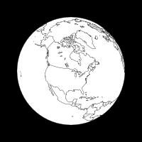 Вид на Землю в точке апогея +4 часа, долгота апогея — 90° з.д. Высота космического аппарата 24 043 км над точкой 47.04° N 92.65° W.