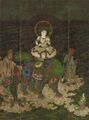 Бодхисаттва Манджушри пересекает море. Япония, XIV век