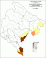 Расселение албанцев по муниципалитетам, %, 1953.