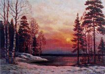 Зимний пейзаж на закате[8] (ранее 1904)