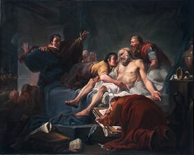 «Смерть Сократа» Жан-Баптист Ализар[fr], 1762 год. Школа изящных искусств, Париж, Франция