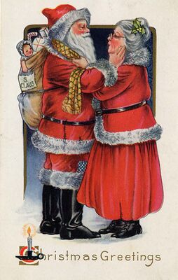 Санта-Клаус и миссис Клаус на открытке 1919 года
