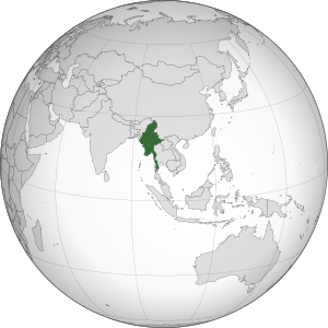 Мьянма на карте мира