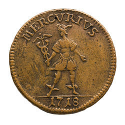 Nödmynt med Mercurius, 1718 - Skoklosters slott - 109192.tif