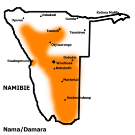 Карта распространения языка в Намибии