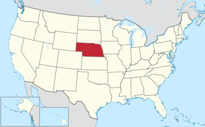 Штат Небраска на карте США