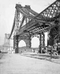 Строительство моста, вид со стороны Бруклина