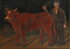 Крестьянин с быком. 1916