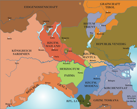 Республика Генуя на карте Италии в 1796 году