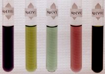 Водные растворы солей нептуния III, IV, V, VI, VII.
