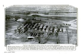 Вид на завод после взрыва, скан из журнала «Популярная механика», 1921