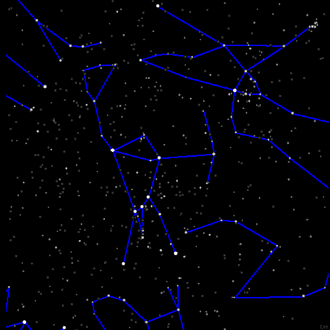 Компоновка звёзд, составляющих образ Ориона