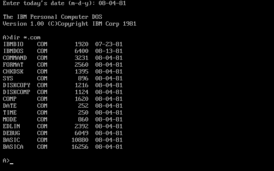 Скриншот IBM PC DOS 1.0