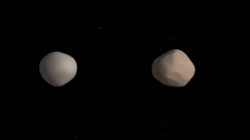 Анимация бинарного астероида 2017 YE5 на основании радарных снимков.