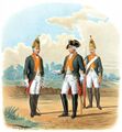 1796-1801. Сержант в обыкновенной форме, штаб-офицер и гренадер в парадной форме.