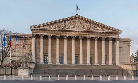 Бурбонский дворец в Париже, ныне — зал заседаний нижней палаты Парламента Франции.