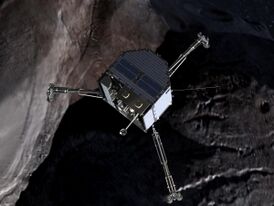 Посадка аппарата «Филы» на комету (кадр из фильма Chasing a Comet — The Rosetta Mission).