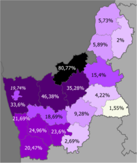 Доля поляков по районам     >50%     30–50%     20–30%     10–20%     5–10%     2–5%     <2%