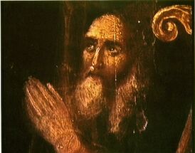 Предполагаемое изображение Б. М. Хитрово. Фрагмент иконы Живоначальной Троицы с иконостаса Лютикова монастыря