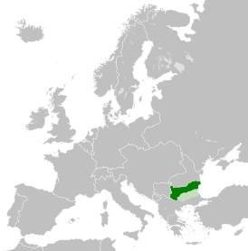 Карта Болгарского княжества; с 1885 Восточная Румелия входит в состав Болгарского княжества