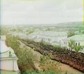 Вид с колокольни Троицкого собора (одноимённого мужского монастыря) на Соборную площадь Белгорода во время торжеств прославления Святителя Иоасафа Белгородского 4 сентября 1911 года Белгород. 1911