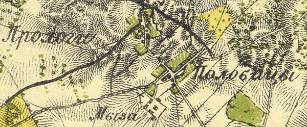 Деревня Полобицы на карте 1860 года