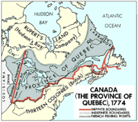 Провинция Квебек в 1774 году