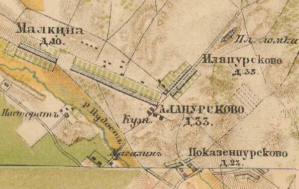 План деревни Покизен-Пурская. 1885 год