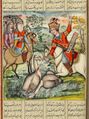 Бахрам Гур охотится на птиц. «Шахнаме» 1837 года. Российская национальная библиотека (СПб.)