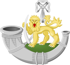Эмблема Родезийского лёгкого пехотного полка. Отсутствие короны королевы свидетельствует о том, что эта модель после 1970 года.