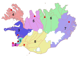 Деление Исландии на регионы