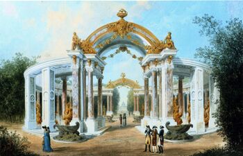 Колоннада Оленьего сада в парке Сан-Суси. Акварель И. Ф. Нагеля. Ок. 1792