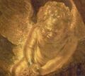 Даная. Фрагмент: над изголовьем кровати - золотой младенец с крылышками, на лице которого застыло страдание
