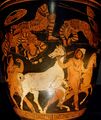 Одиссей (справа) и Диомед, крадущие лошадей фракийского царя Реса. Краснофигурная вазопись. Апулия. Ок. 360 г. до н.э.