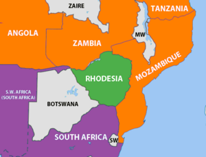 Геополитическая ситуация в Южной Африке, после провозглашения независимости Анголы и Мозамбика (апрель 1975)