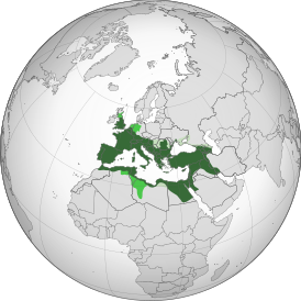      Римская империя в 117 году.      Римские клиентские государства в 117 году      Римская Германия, 9 год, Римская Шотландия, 83 год, Римская Ливия, 203 год.