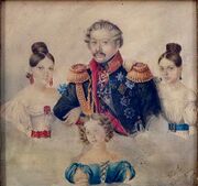 Г.В. Розен с дочерьми: Лидией, Софьей и Аделаидой, миниатюра работы Р. Вильчинского, 1837 г.