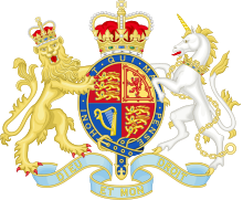 Королевский герб Соединённого Королевства в изводе, используемом Правительством Его Величества