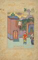 Садик Бек. Рудабе спускает косы для Заля. "Шахнаме" Аббаса I, 1590-1600, Казвин, Библиотека Честер Битти, Дублин.