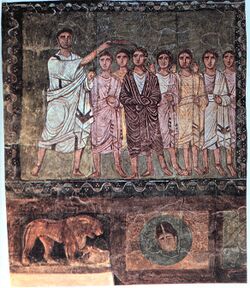 Самуил и Давид. Фреска из синагоги в Дура-Европос.