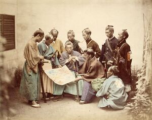 Самураи клана Симадзу из княжества Сацума, боровшиеся на стороне императора в период Войны Босин (фотография Феликса Беато).