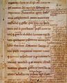 Оригинальная пергаментная страница из датской фабрики Gesta Danorum, страница 1 Fragments d'Angers. Он хранится в Королевской библиотеке Копенгагена.