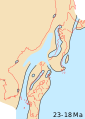 Японский архипелаг, Японское море и окружающая его часть континентальной Восточной Азии в раннем миоцене (23-18 млн лет назад)