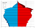 Возрастно-половая пирамида населения Сербии в 2020 году (этап 4 или 5)