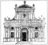Фасад церкви. Гравюра на дереве из венецианского издания четвёртой книги трактата 1537 года