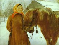 Баба с лошадью. Домотканово. 1898. Государственная Третьяковская галерея